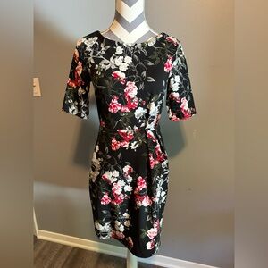 Banana Republic Black Dress with Red and White Floral Design